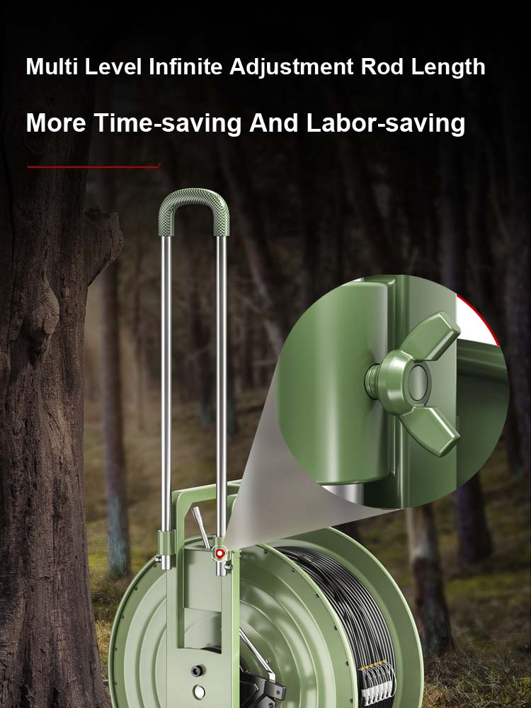 AMPCOM金属伸缩杆滚轮光纤电缆铺设车户外军用级电缆铺设车