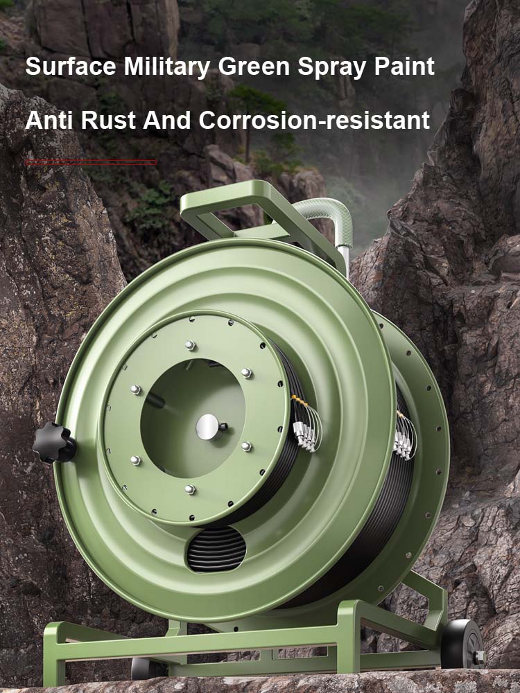 AMPCOM金属伸缩杆滚轮光纤电缆铺设车户外军用级电缆铺设车