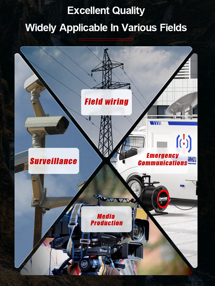 AMPCOM金属伸缩杆滚轮光纤电缆铺设车户外军用级电缆铺设车