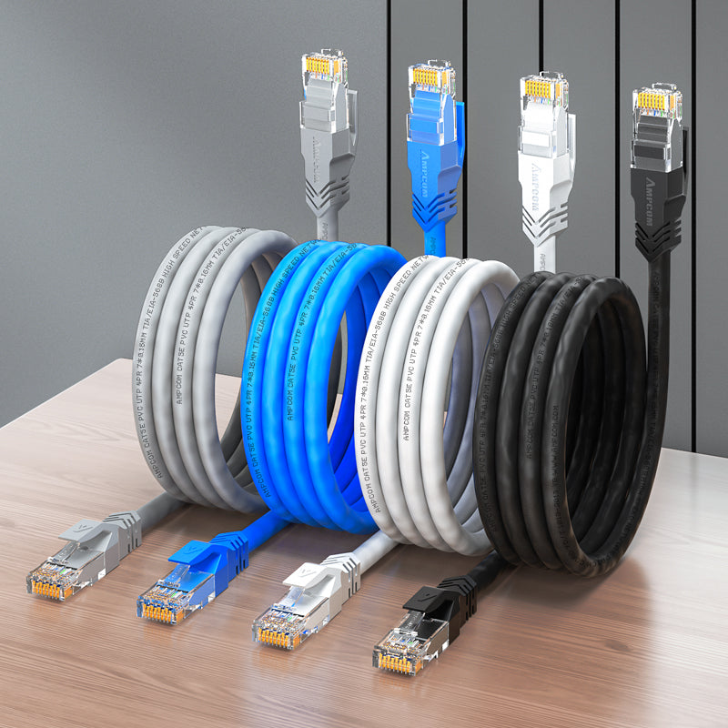 AMPCOM CAT5e/CAT6 非屏蔽 (UTP) PVC 网络跳线,适用于台式电脑调制解调器路由器