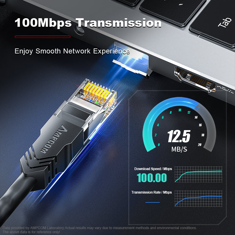 AMPCOM CAT5e/CAT6 非屏蔽 (UTP) PVC 网络跳线,适用于台式电脑调制解调器路由器