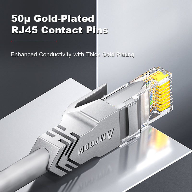 AMPCOM CAT5e/CAT6 非屏蔽 (UTP) PVC 网络跳线,适用于台式电脑调制解调器路由器