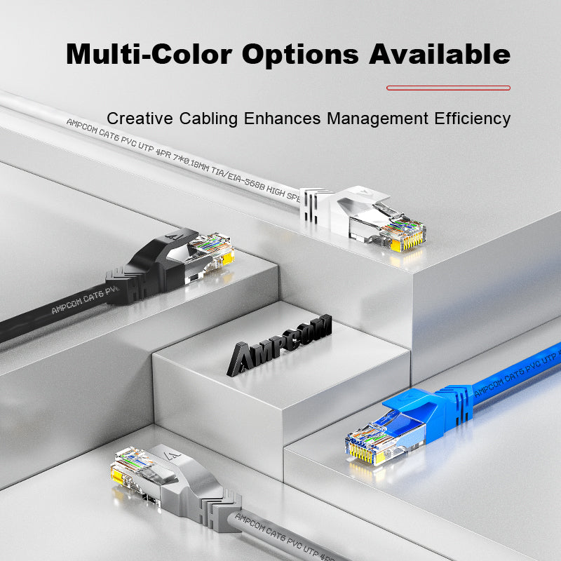 AMPCOM CAT5e/CAT6 非屏蔽 (UTP) PVC 网络跳线,适用于台式电脑调制解调器路由器