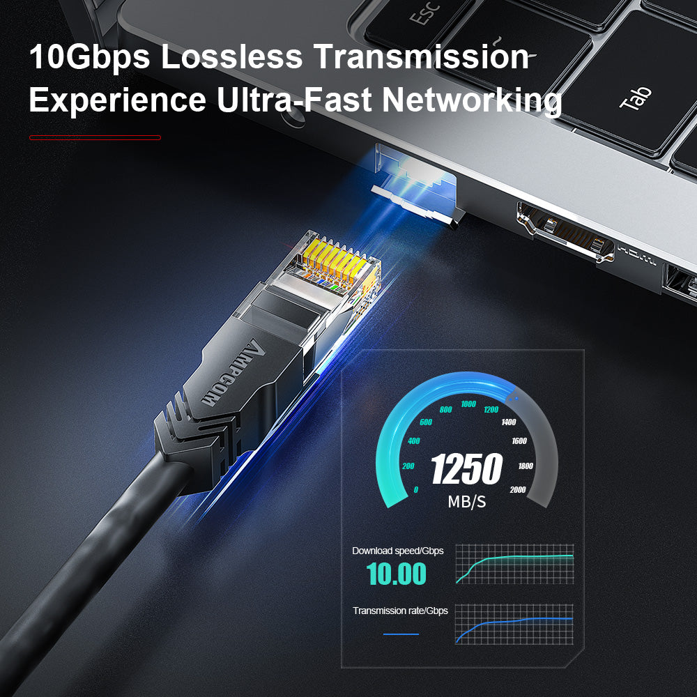 AMPCOM CAT6/CAT6a 非屏蔽 (UTP) LSZH 网络跳线，适用于数据中心布线或监控系统布线