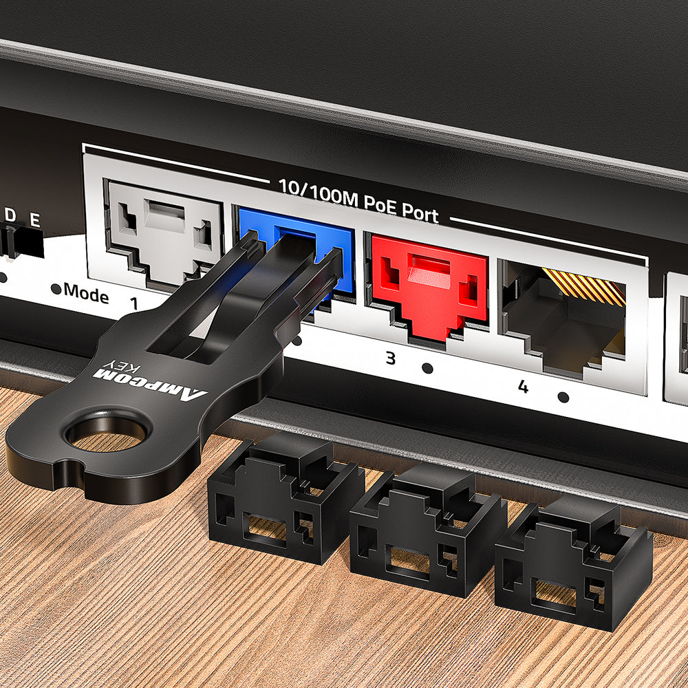 AMPCOM RJ45 端口锁（带钥匙），适用于所有 RJ45 端口的以太网端口锁，有多种颜色可选