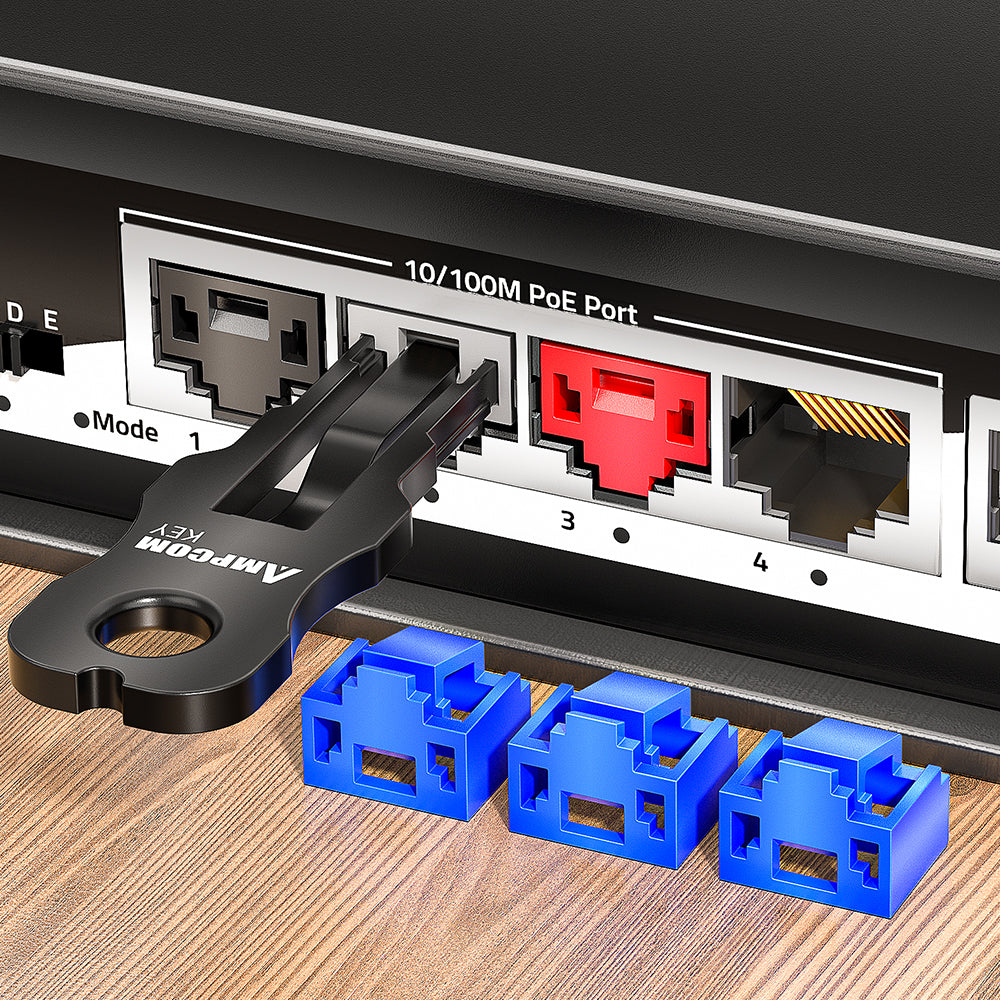AMPCOM RJ45 端口锁（带钥匙），适用于所有 RJ45 端口的以太网端口锁，有多种颜色可选