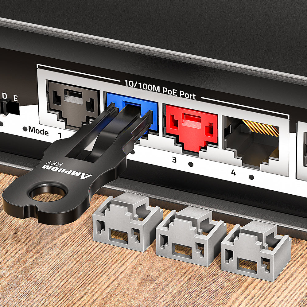 AMPCOM RJ45 端口锁（带钥匙），适用于所有 RJ45 端口的以太网端口锁，有多种颜色可选