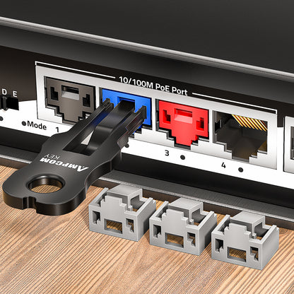 AMPCOM RJ45 端口锁（带钥匙），适用于所有 RJ45 端口的以太网端口锁，有多种颜色可选