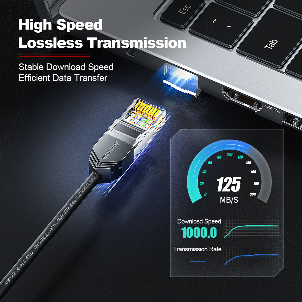 AMPCOM Cat6 非屏蔽超薄 LSZH 护套网络跳线