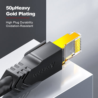 AMPCOM Cat8 26AWG 无障碍屏蔽 (S/FTP) 网络跳线，超柔韧 PVC 护套