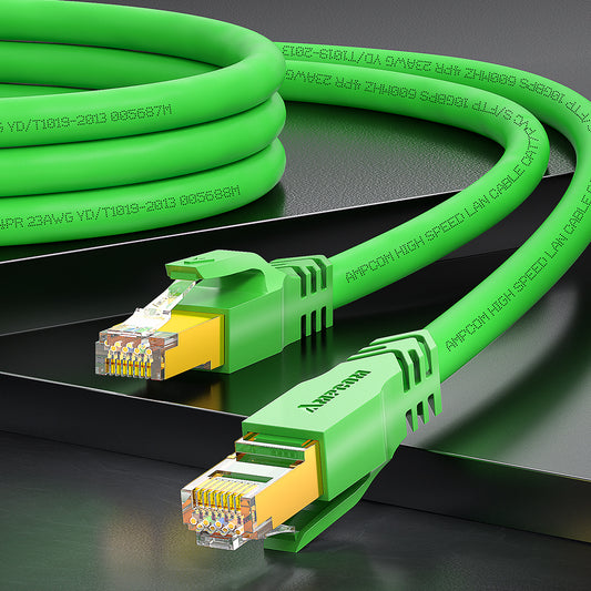 AMPCOM Cat7 26AWG 无障碍屏蔽 (S/FTP) 网络跳线，超柔韧 PVC 护套