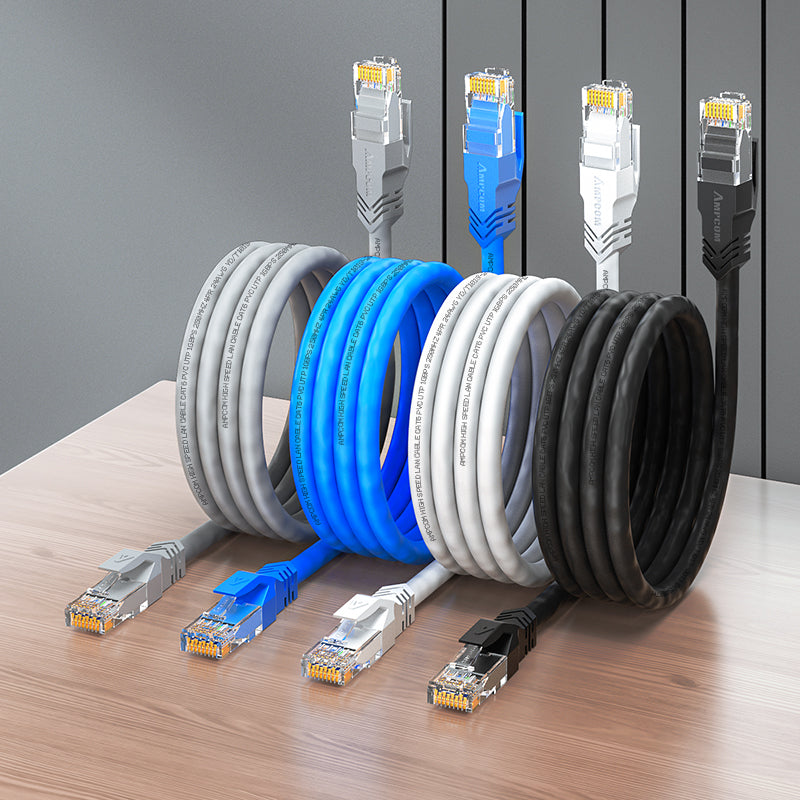 AMPCOM CAT5e/CAT6 非屏蔽 (UTP) PVC 网络跳线，适用于台式电脑调制解调器路由器
