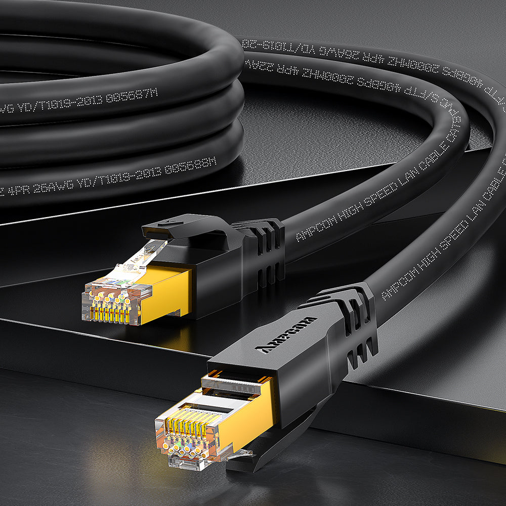 AMPCOM Cat8 26AWG 无障碍屏蔽 (S/FTP) 网络跳线，超柔韧 PVC 护套